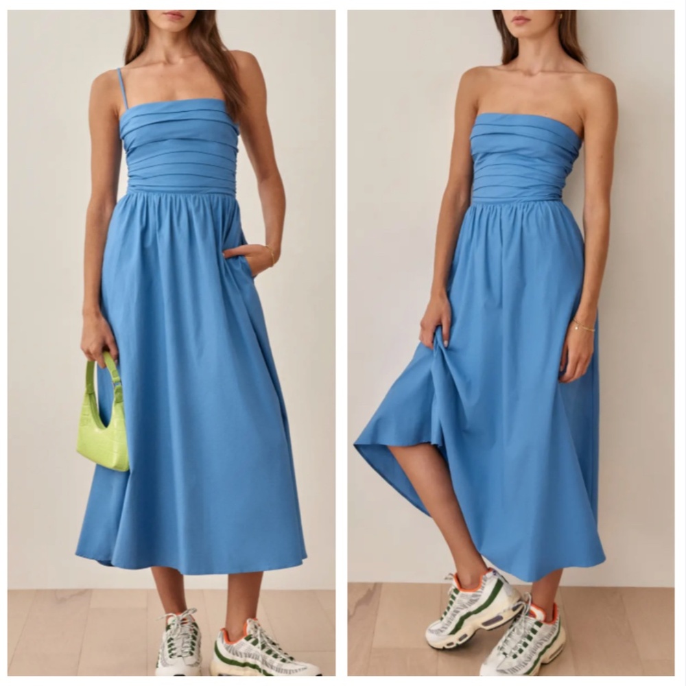 Reformation Sky Blue Strapless Maxi Dress